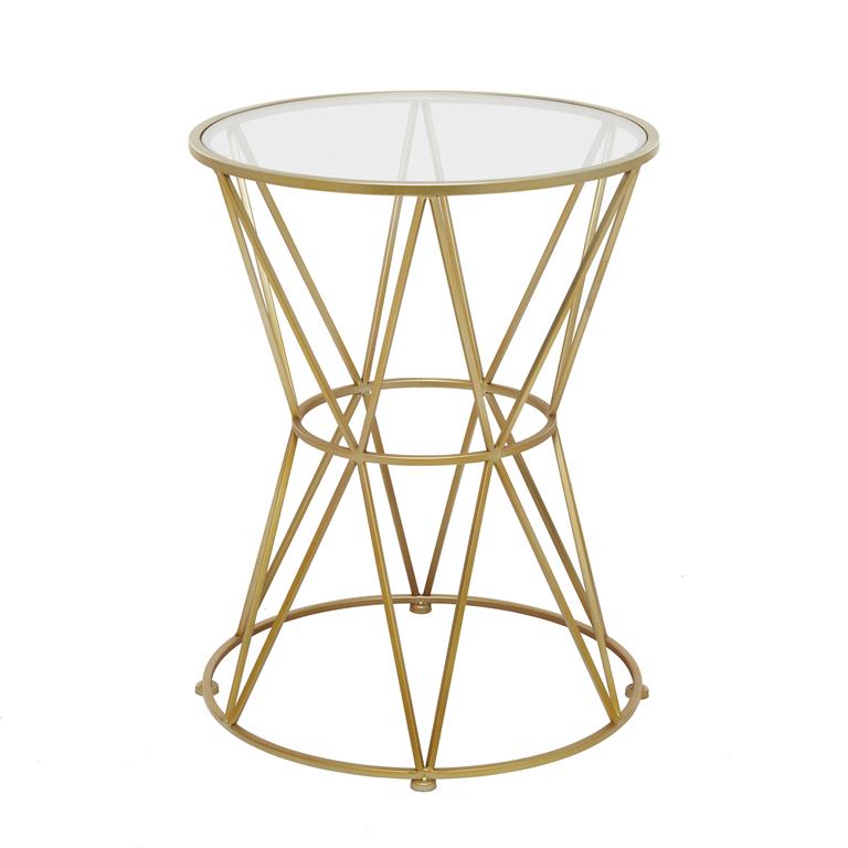 Gold Metal Contemporary Accent Table, 16" x 16" x 21"