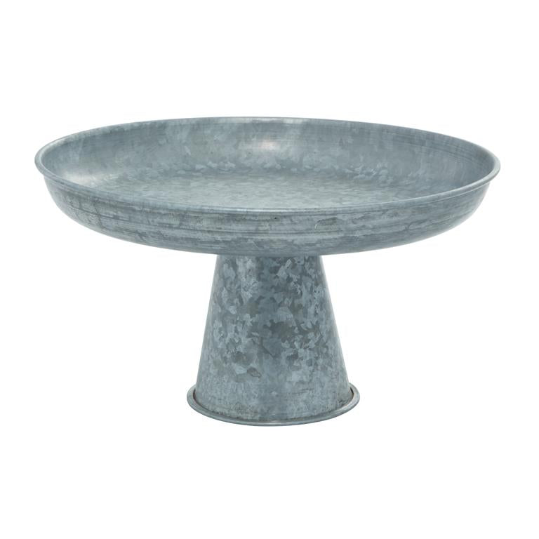 Gray Metal Galvanized Cake Stand, 12" x 12" x 7"