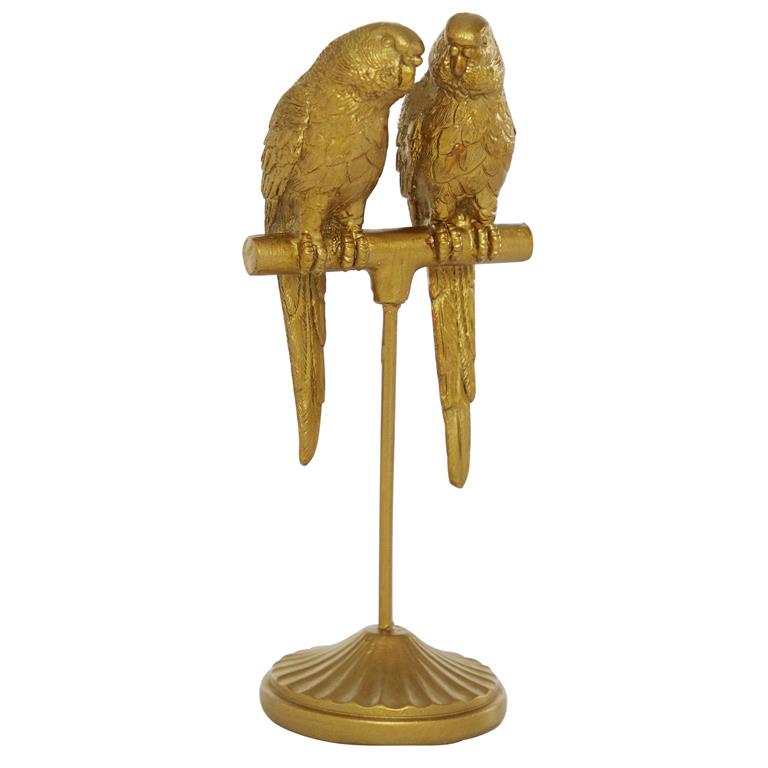 Gold Polystone Coastal Birds Sculpture, 3" x 3" x 9"