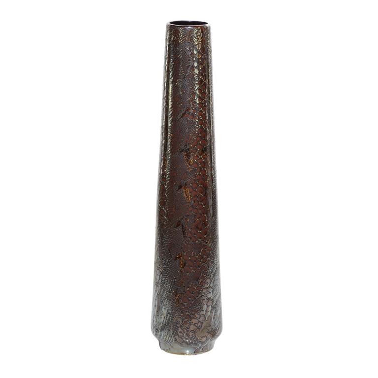 Silver Ceramic Snakeskin Inspired Vase, 8"