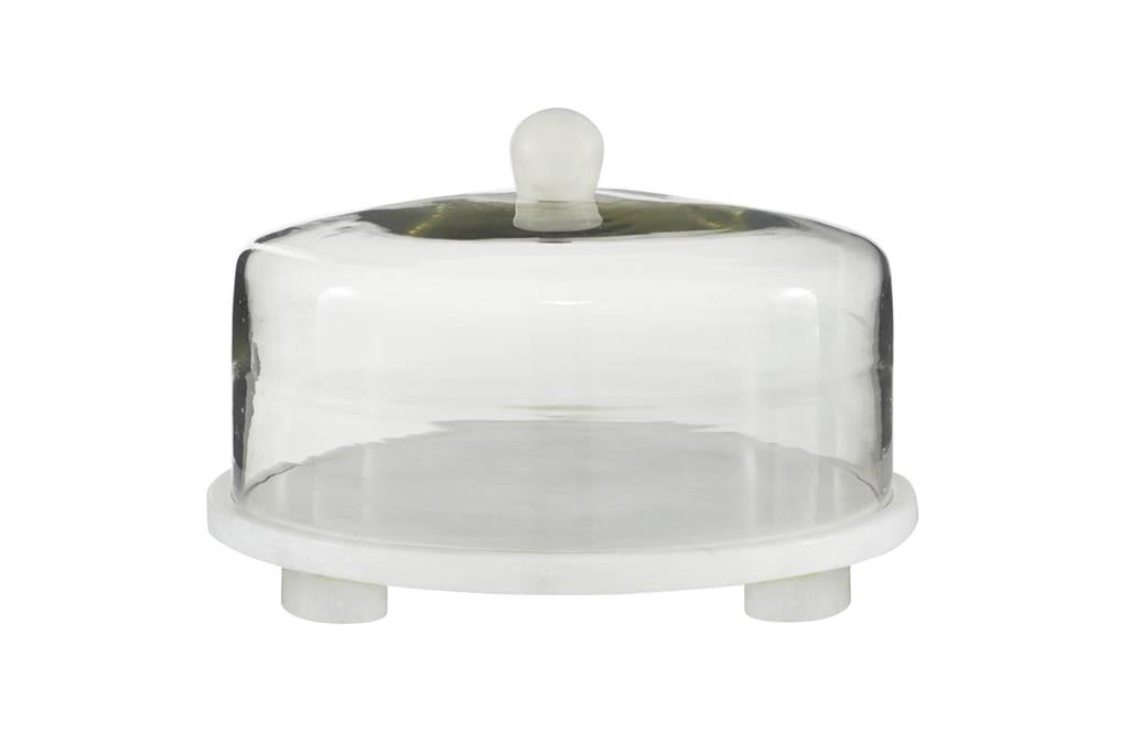 White Marble Traditional Cake Stand, 12" x 12" x 8"