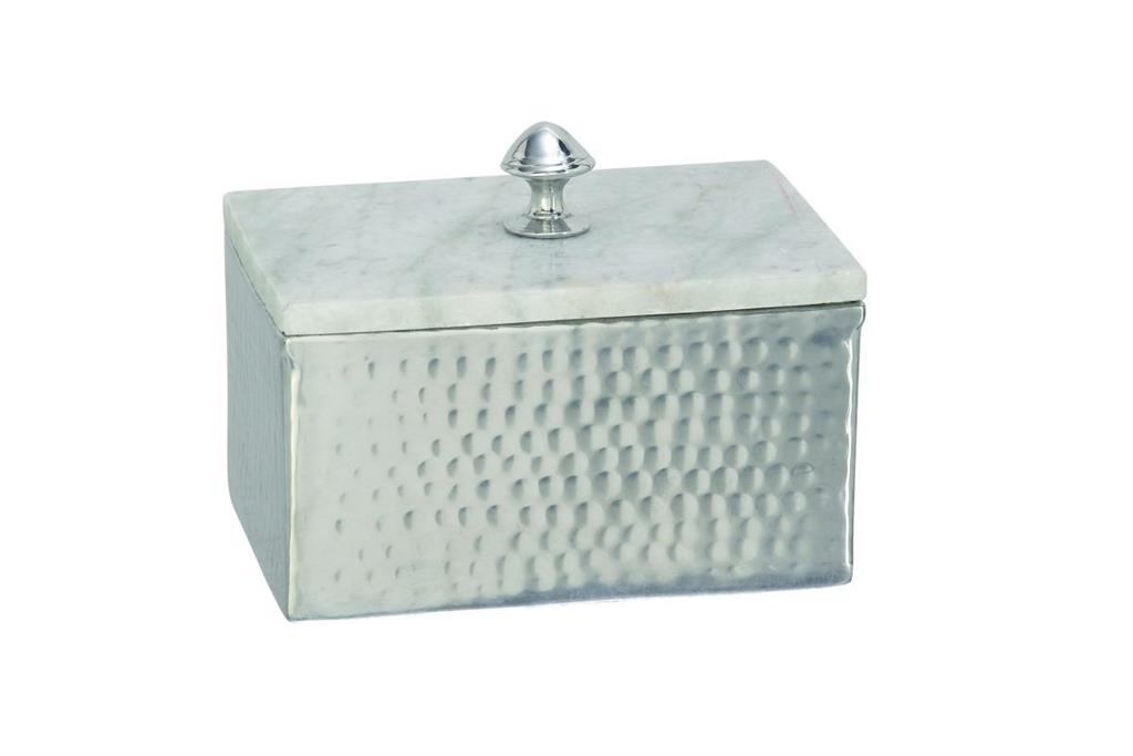 Gray Marble Jewelry Box with Marble Lid, 7" x 5" x 6"