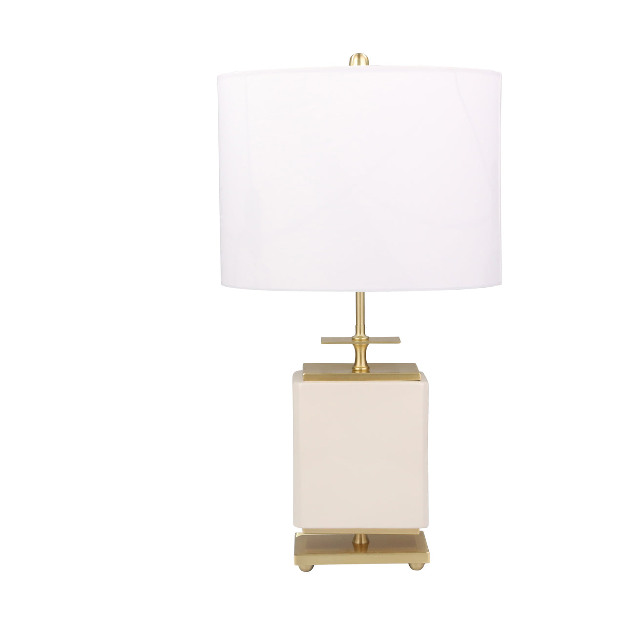 LÁMPARA DE MESA CERAMIC 28" SQ WH/GLD