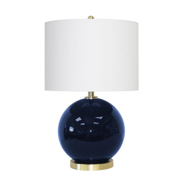 LÁMPARA MESA 25" REDONDA VIDRIO AZUL