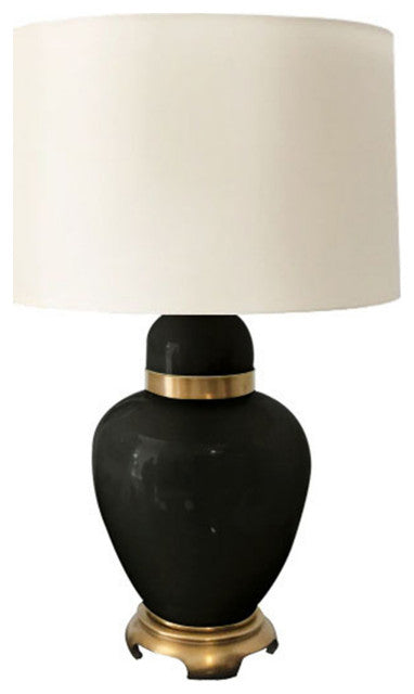 LÁMPARA DE MESA GLASS 29" URN BLK