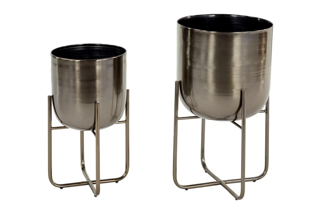 Black Metal Indoor Outdoor Planter with Removable Stand,