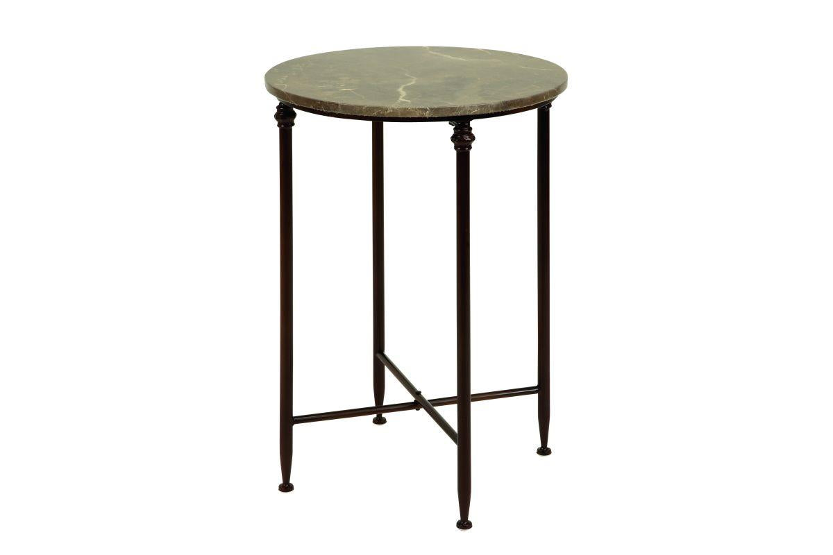 Mesa de acento, metal y marmol 18"W, 26"H
