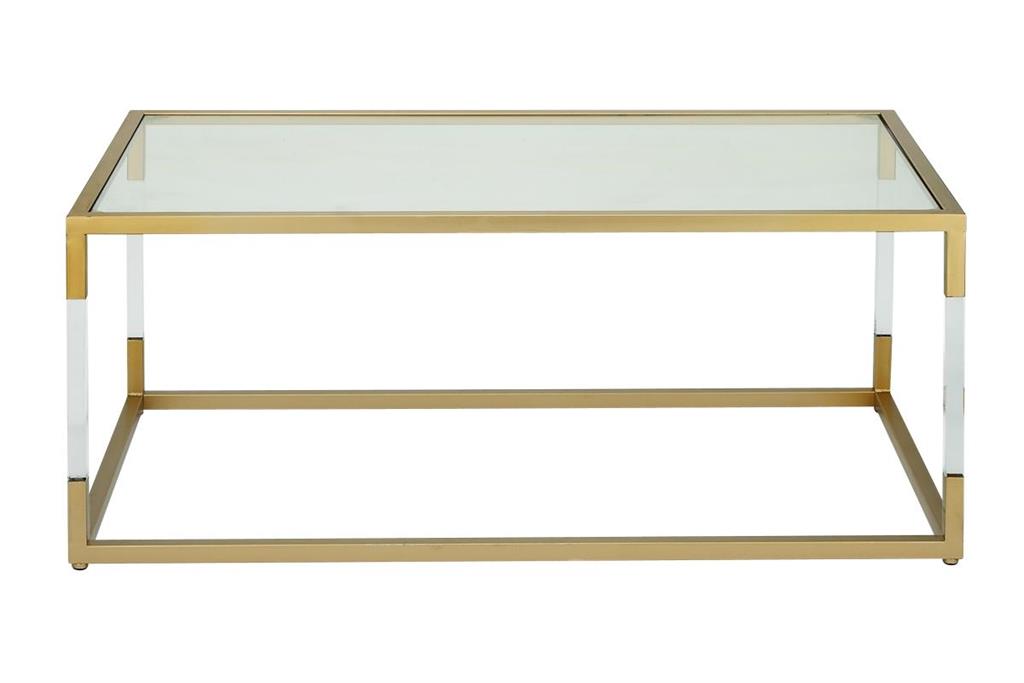 Gold Metal Contemporary Coffee Table, 46" x 26" x 19"