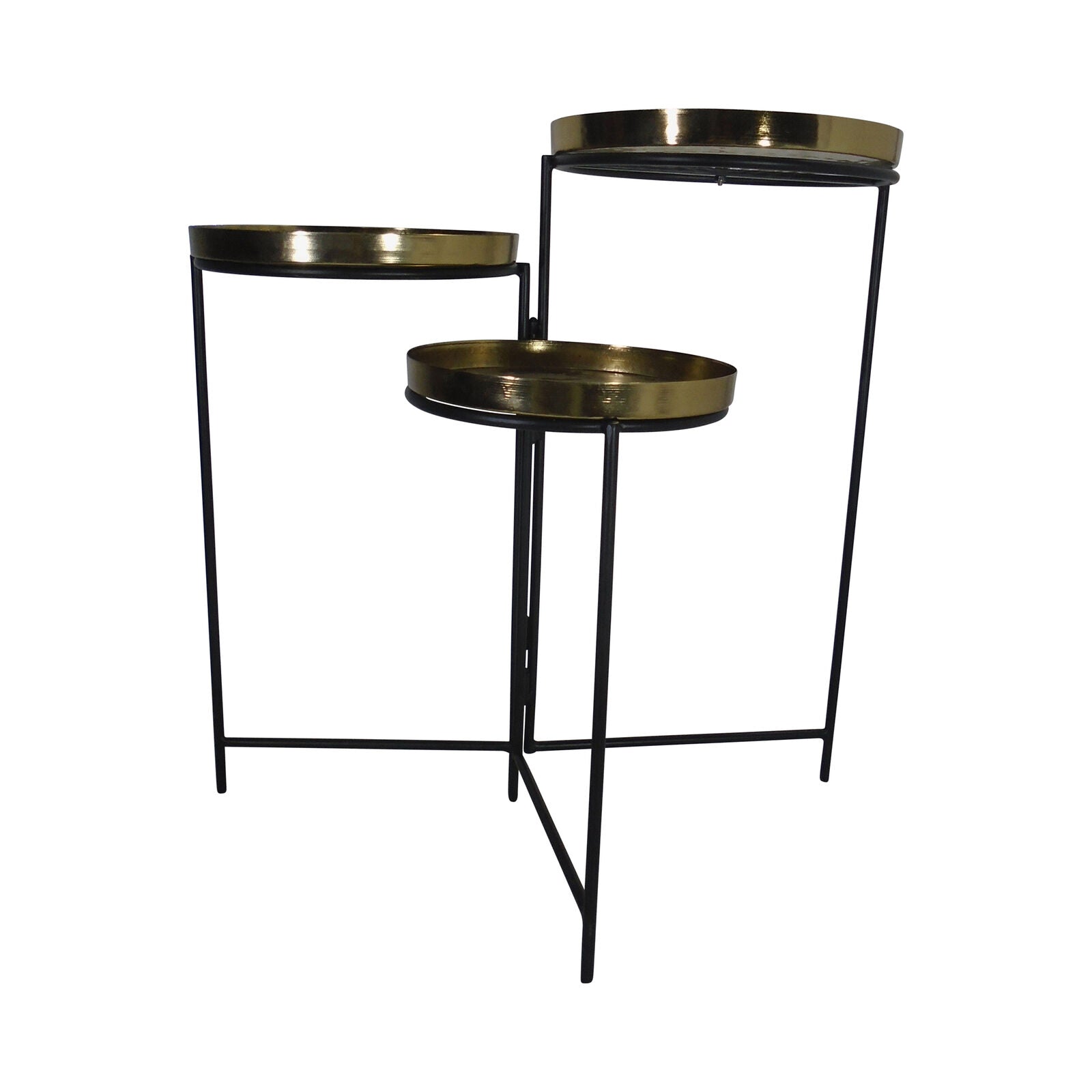 METAL 24" FOLDABLE PLANTER TRIO, GOLD/