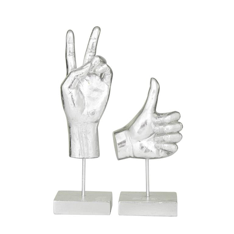 ESCULTURA MANO SILVER C/U A/B 14", 10"H