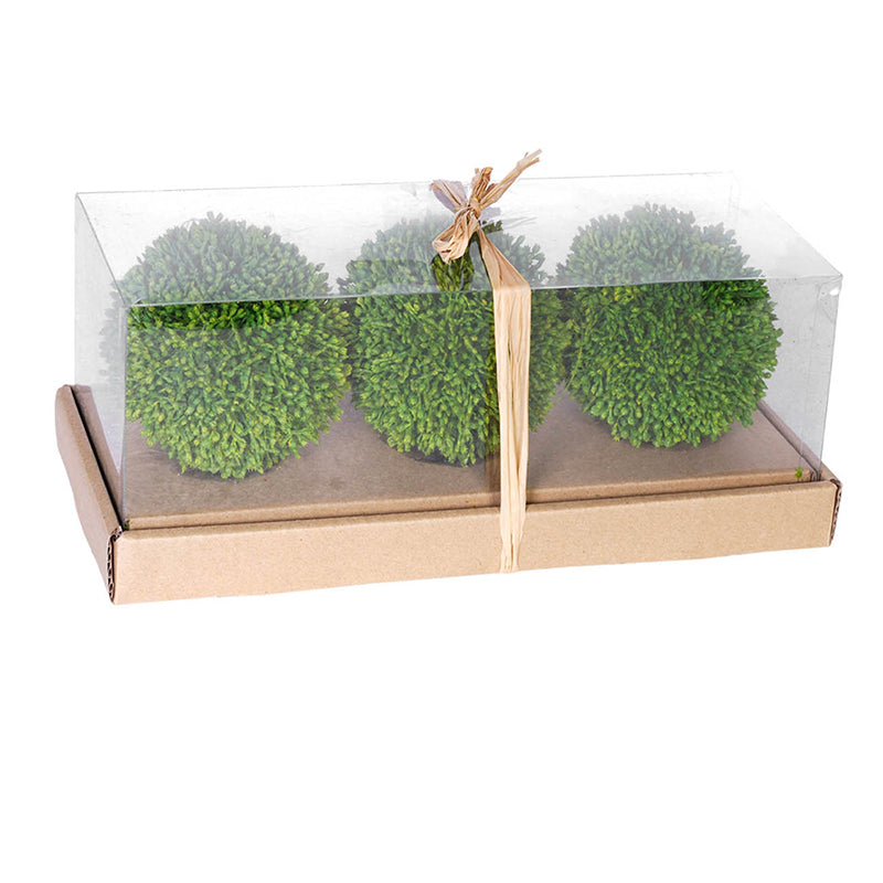 Esferas Decorativas Apariencia Boj Natural 3 Pz