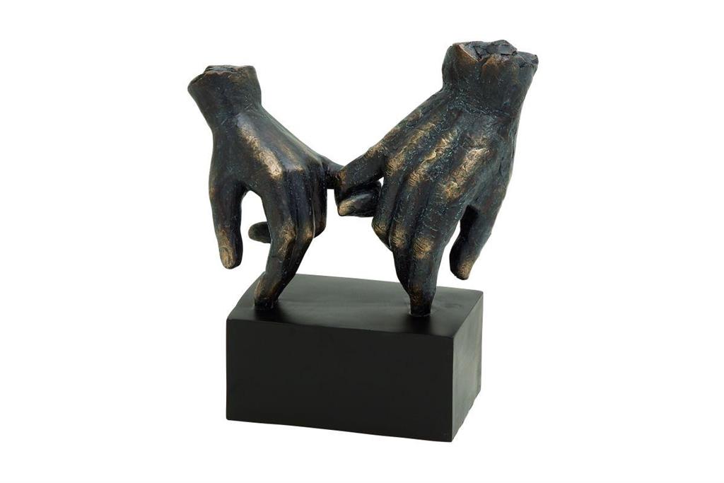 Black Polystone Hands Sculpture, 9" x 4" x 10"
