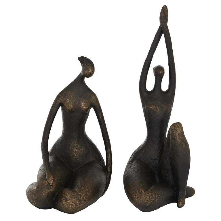 Bronze Resin Traditional Yoga Sculpture C/U A/B 8"W, 16"H