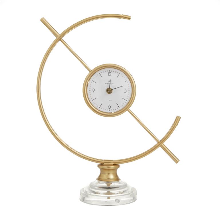 Gold Metal Clock with Acrylic Base, 13" x 5" x 16"