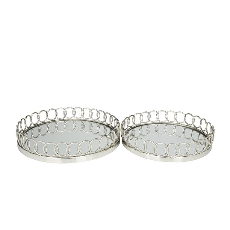 Silver Stainless Steel Contemporary Tray, LARGE 16"W