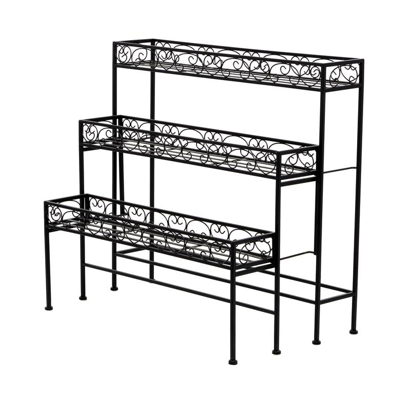 Black Metal Country cottage Plantstand, 30" x 17" x 28"