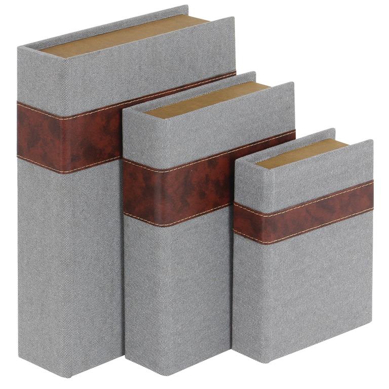 Grey Wood Traditional Box, Set of 3 15", 12", 9"H