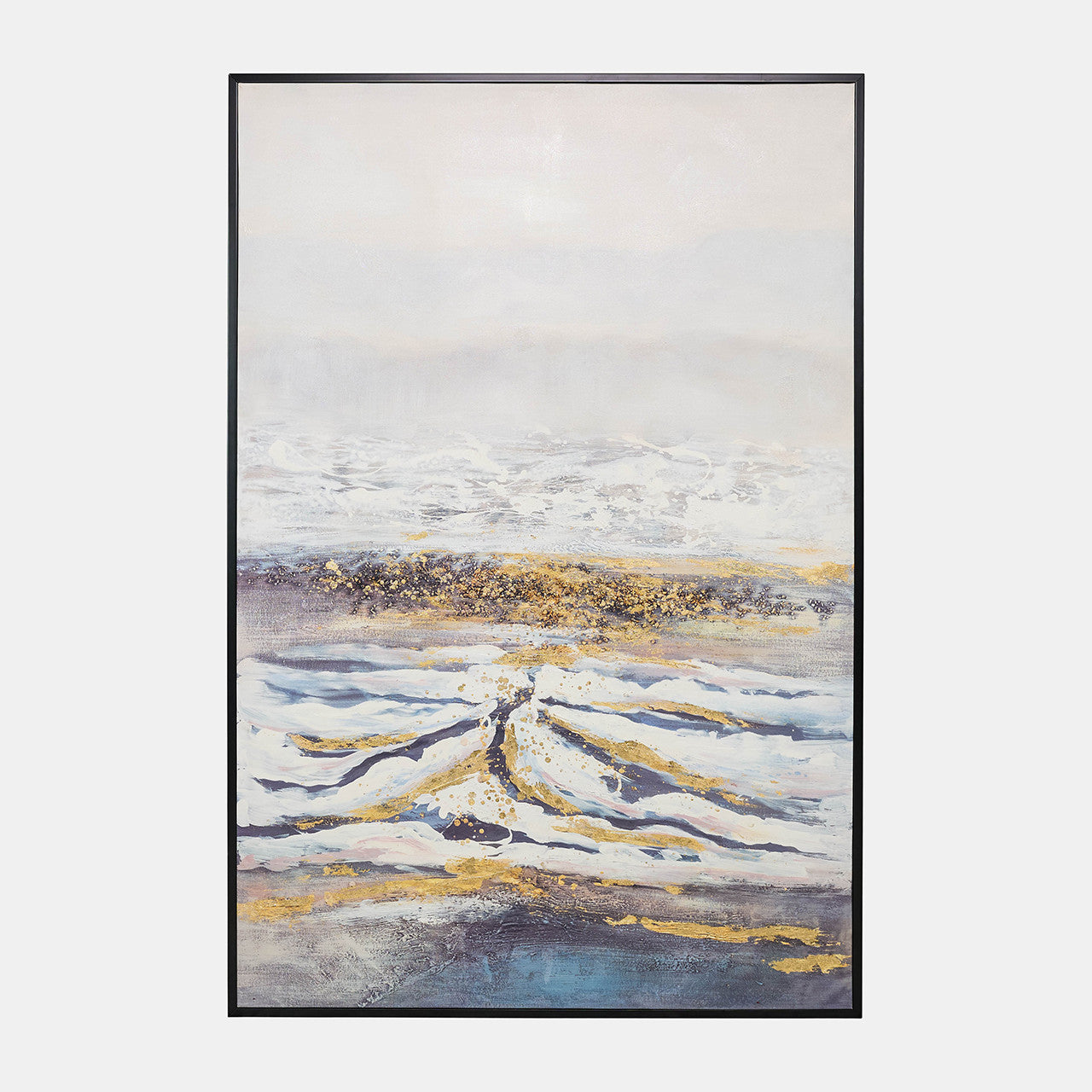 HAND PAINTED CANVAS, GRAY/GOLD 40X60