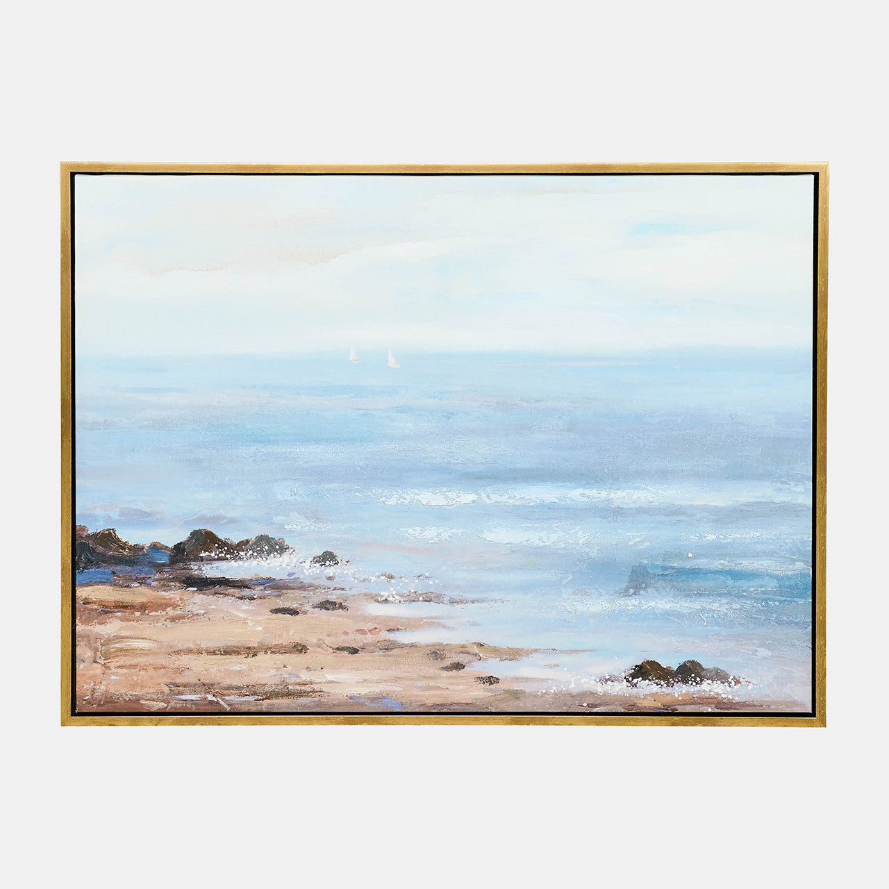 OCEAN HAND PAINTED CANVAS, BLUE 47X35