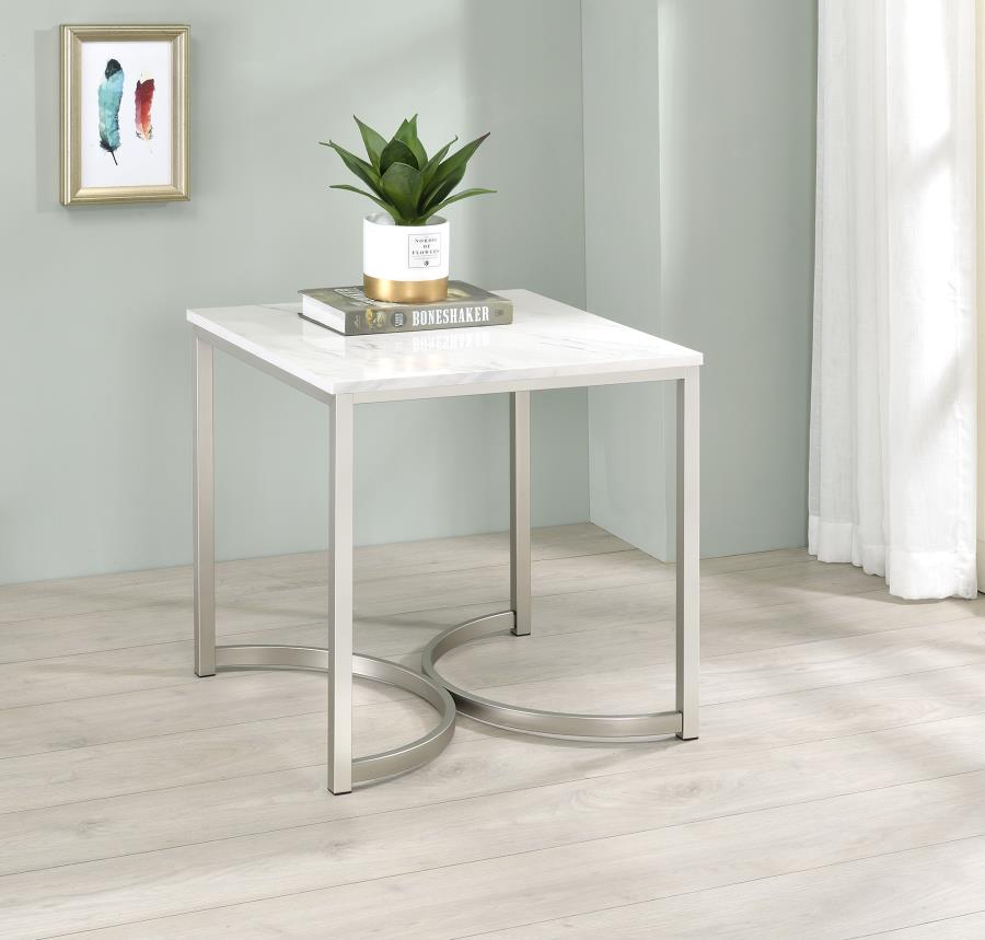 Mesa lateral LEONA, apariencia mármol