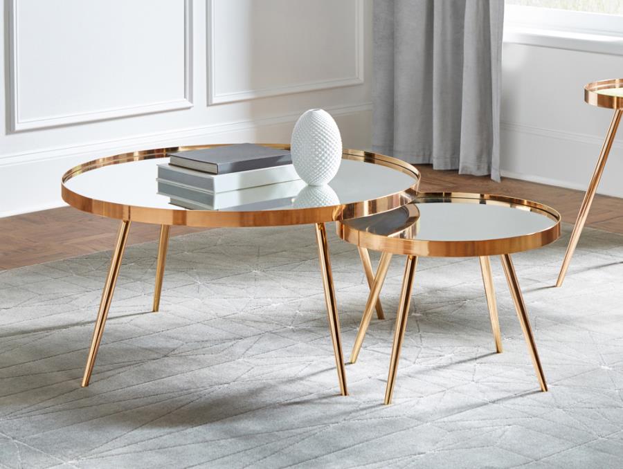 Mesas nido SOPHIA con espejo, rose gold