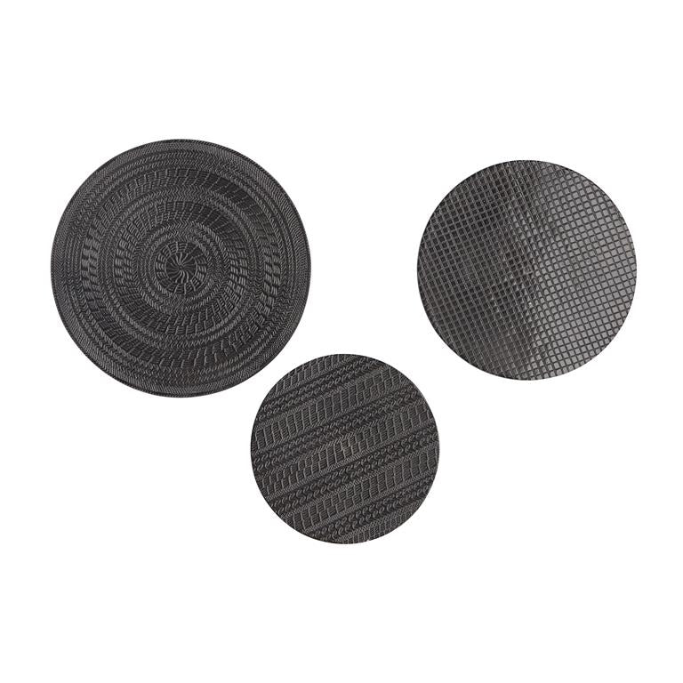 Black Aluminum Modern Wall Decor, Set of 3 15", 13", 11"W