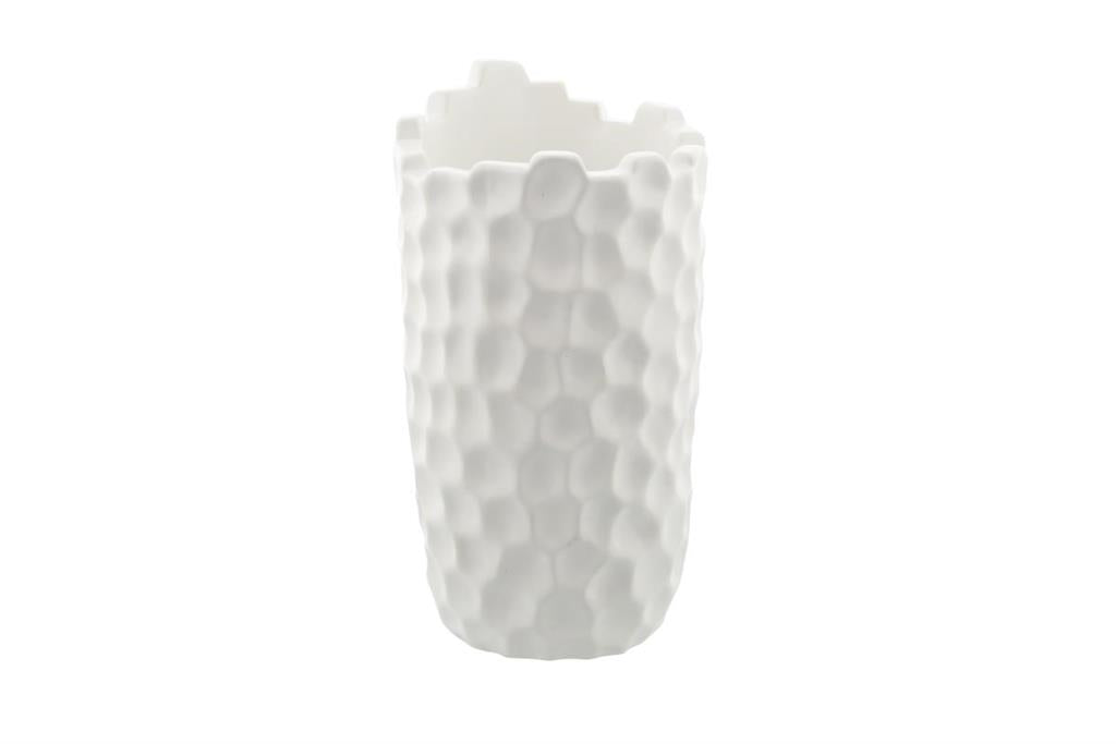 White Porcelain Contemporary Vase, 5" x 5" x 9"