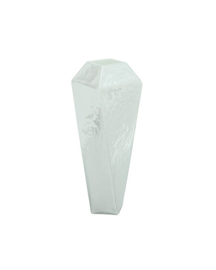 Jarron vidr. Blanco 5x14"