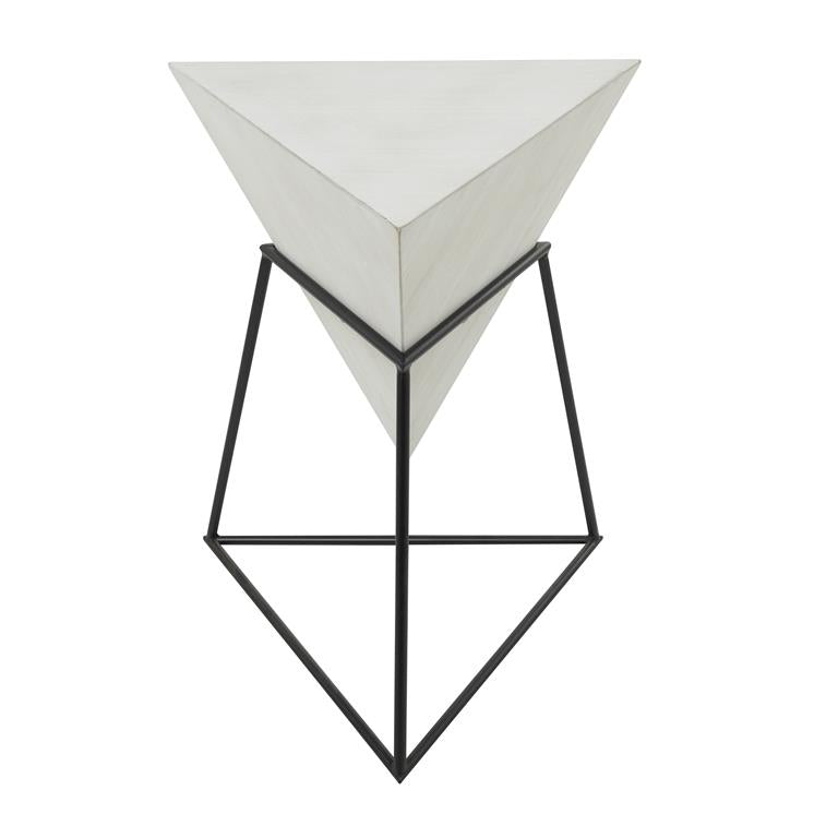 Mesa de acento, metal y madera blanca 20" x 17" x 24"