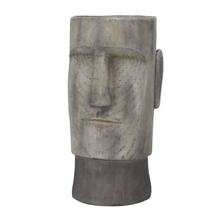 Brown Magnesium Oxide Contemporary Head Planter, 12" x 14" x 24"