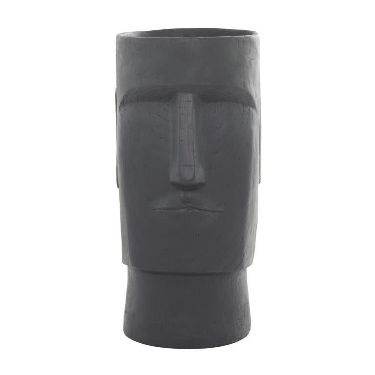 Grey Magnesium Oxide Contemporary Abstract Planter, 12" x 13" x 23"