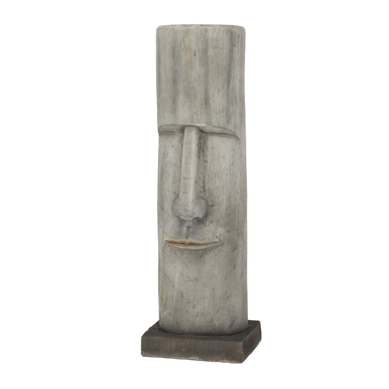 Brown Magnesium Oxide Contemporary Head Garden Sculpture, 10" x 10" x 33"