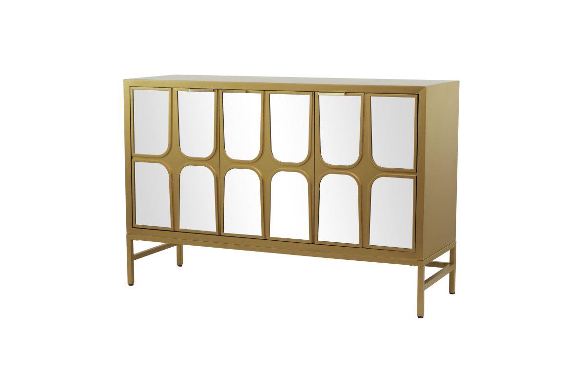 Gabinete de medera y espejo, dorado, tres puertas 48"W, 32"H