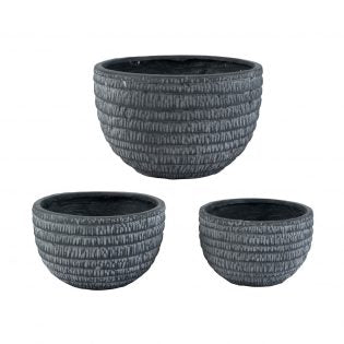 Macetas Set de 3 Pzs Gris con textura