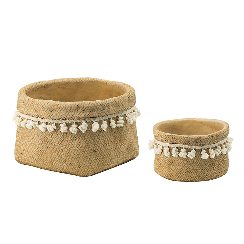MACETAS 2PZ CANASTAS C/TASSELS