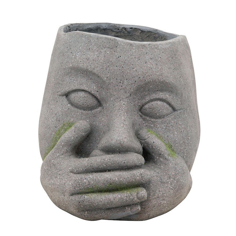 MACETA DE RESINA "NO DECIR" / 9"H GRIS