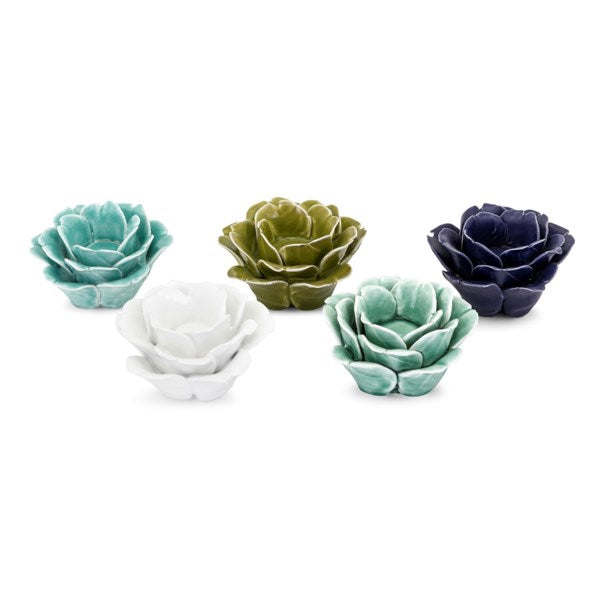 Flor cerámica porta vela