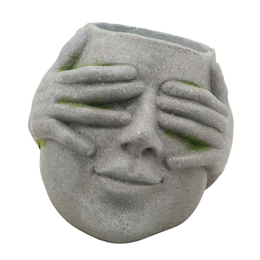 MACETA DE RESINA "NO VER¨ / 9"H GRIS