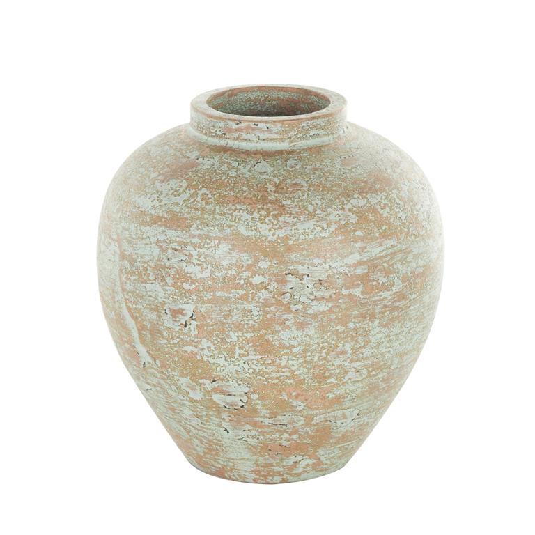 Brown Ceramic Antique Style Textured Patina Vase