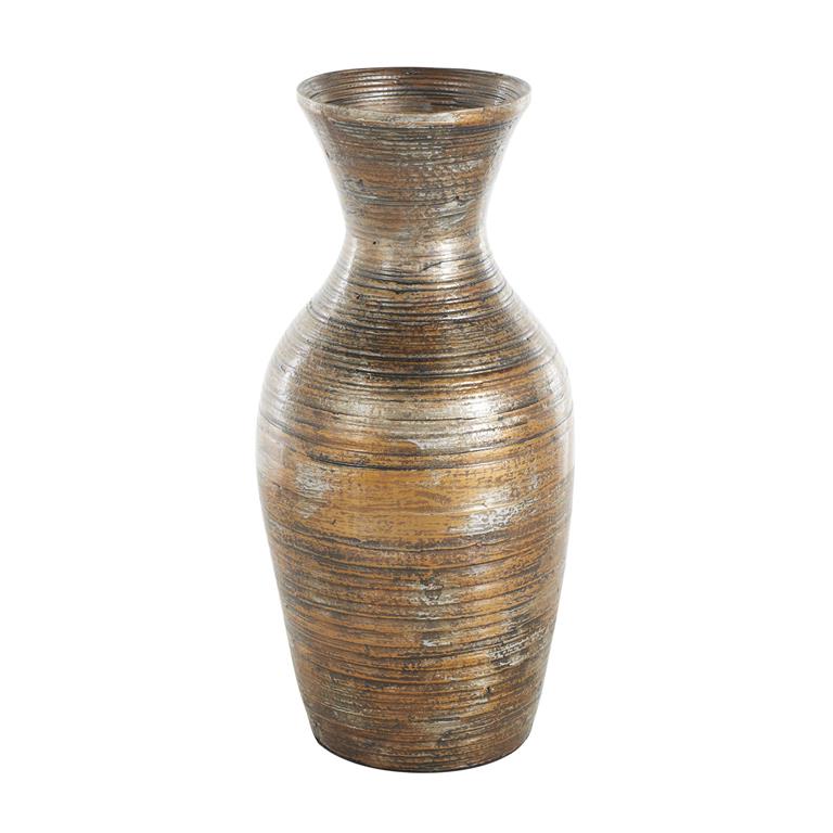 LACQUER BAMBOO VASE 8"W, 18"H