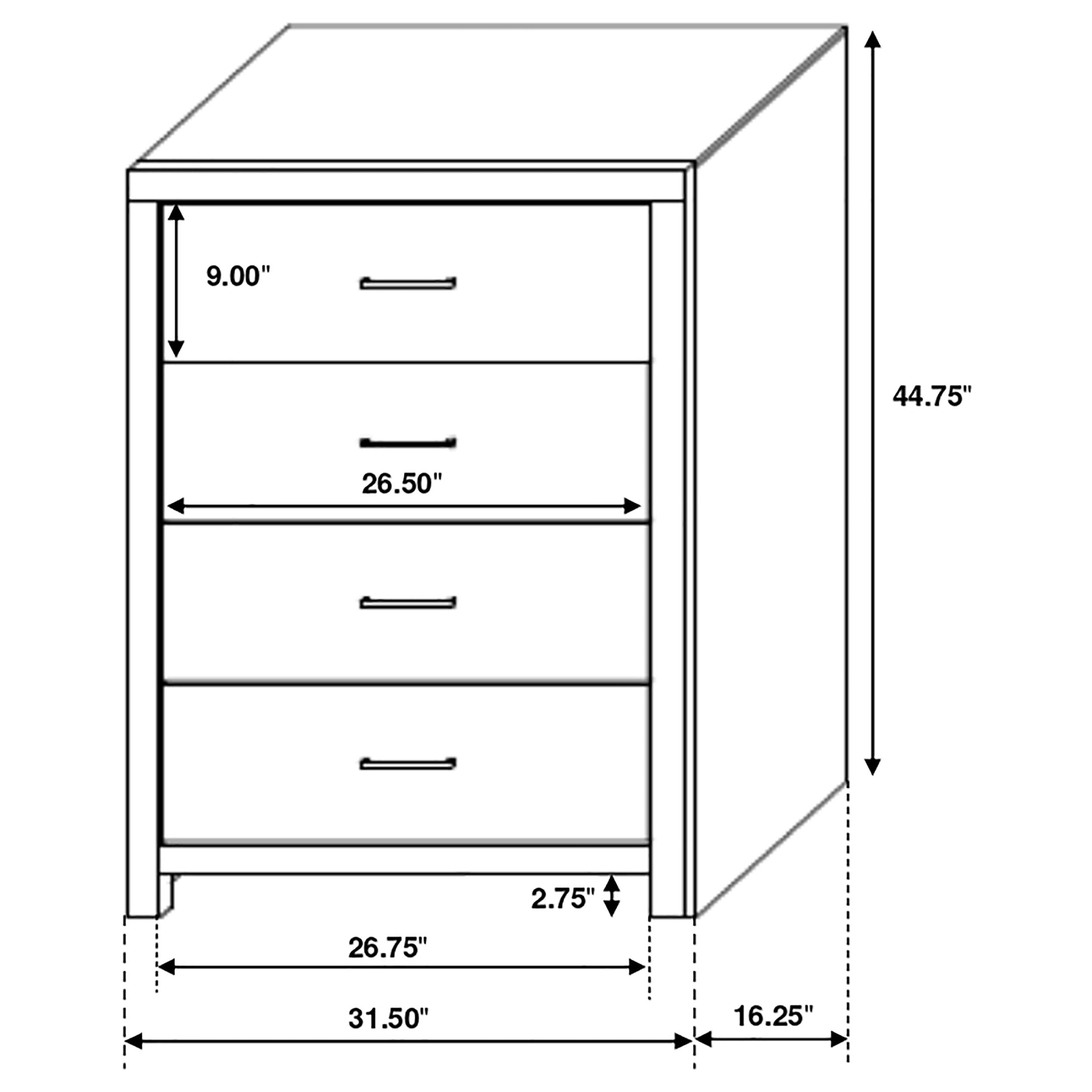 Chest Cajonero BRANTFORD 80x40x114cm, Blanco