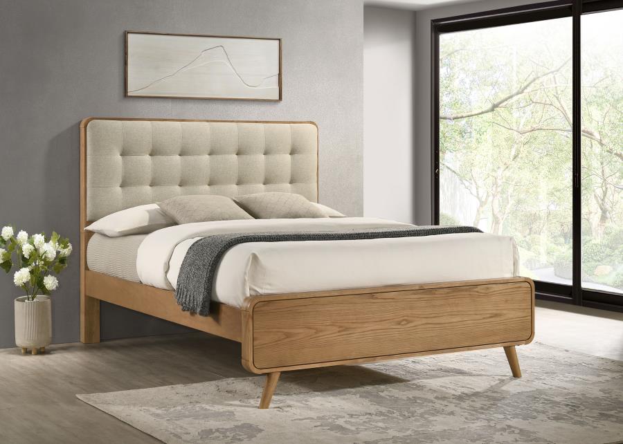 Cama tapizada beige ROBYN (US)