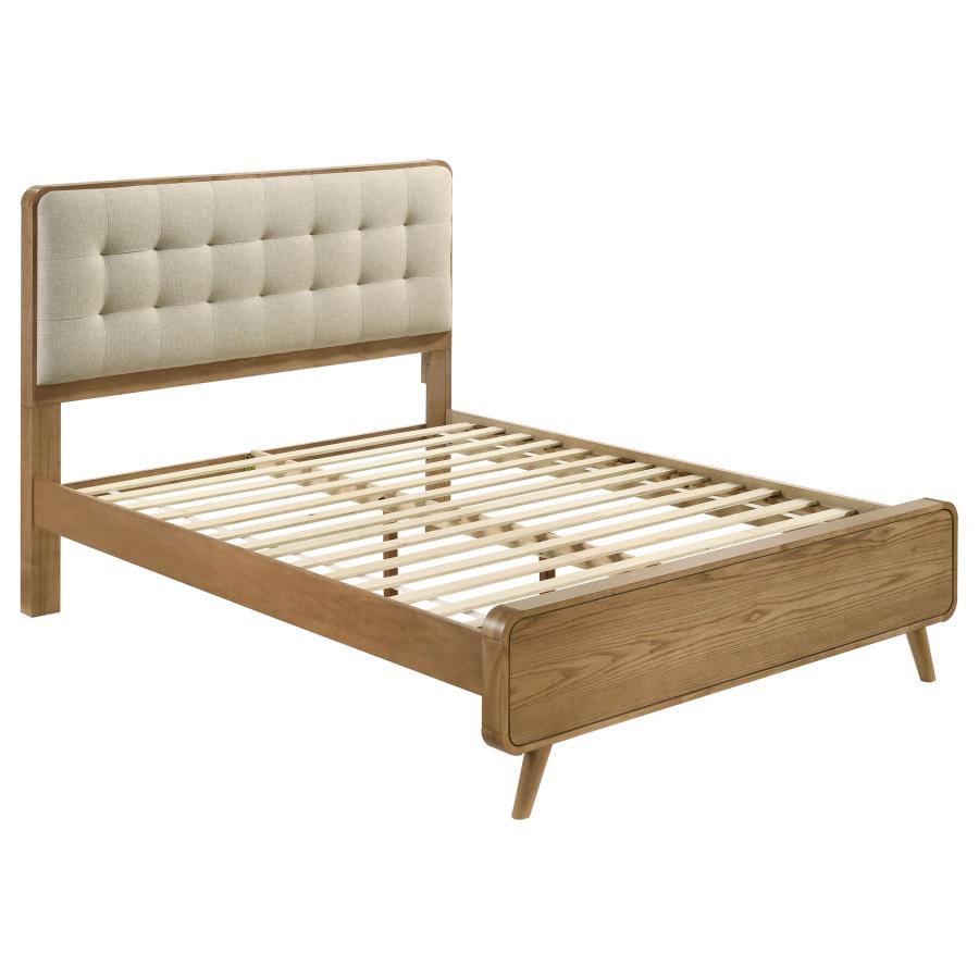 Cama tapizada beige ROBYN (US)