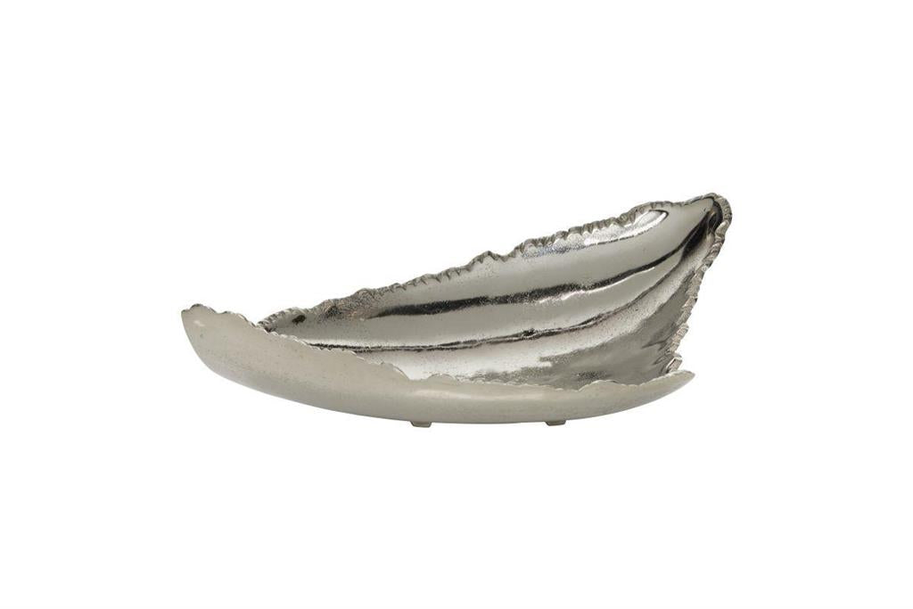 Silver Aluminum Metal Live Edge Tray, 16" X 11" X 5"