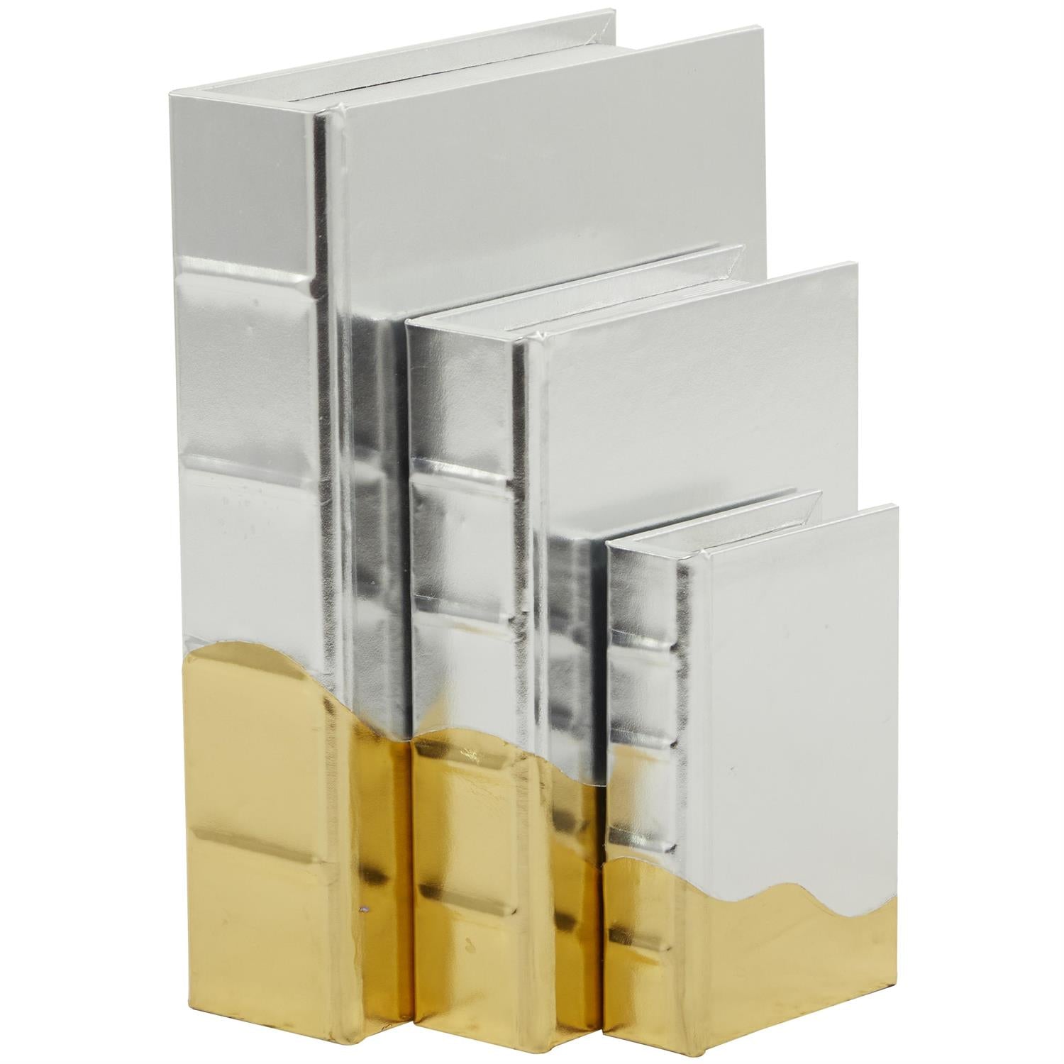 Cajas Libros 3Pzs Gold/Silver 12", 9", 6"H Foil