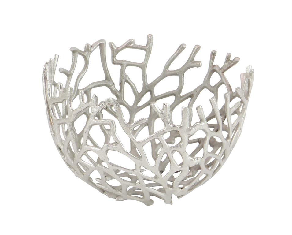 Silver Metal Coral Handmade Decorative Bowl