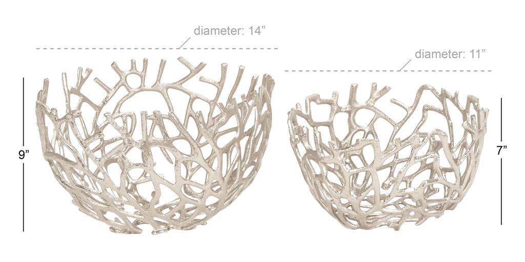 Silver Metal Coral Handmade Decorative Bowl