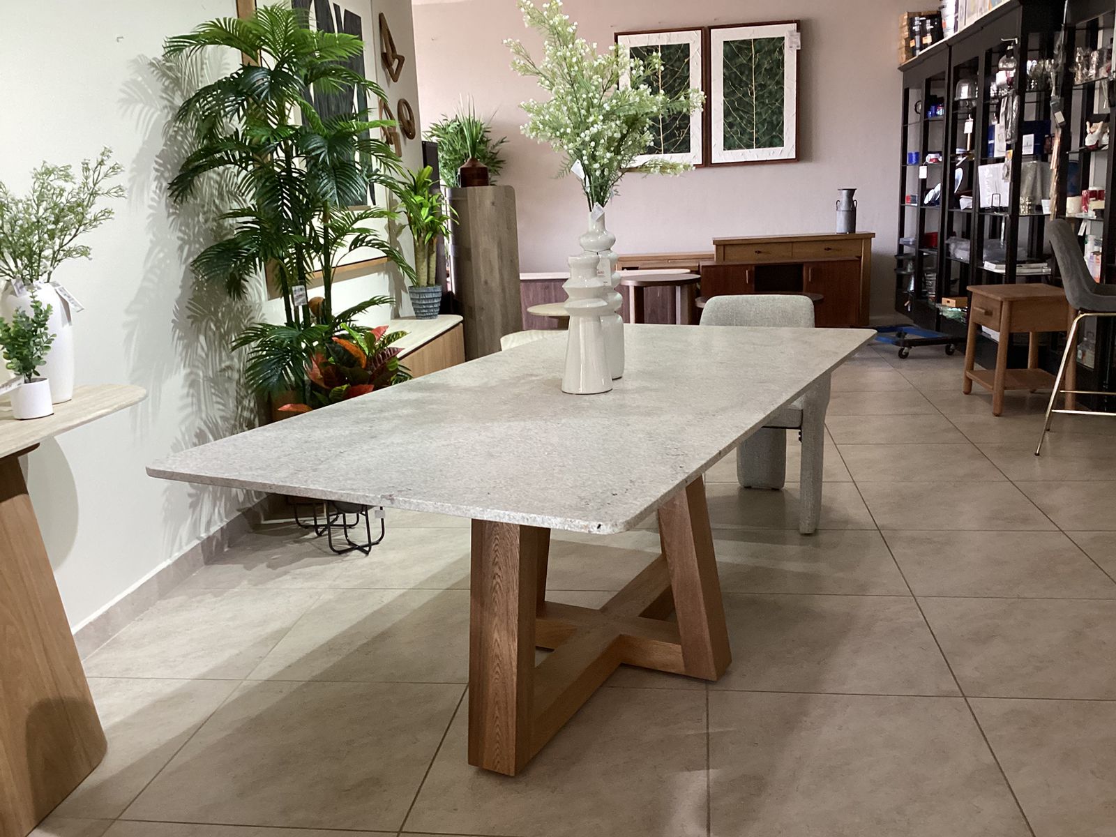 Mesa de Comedor KOBA 200x110, granito itaunas, base madera