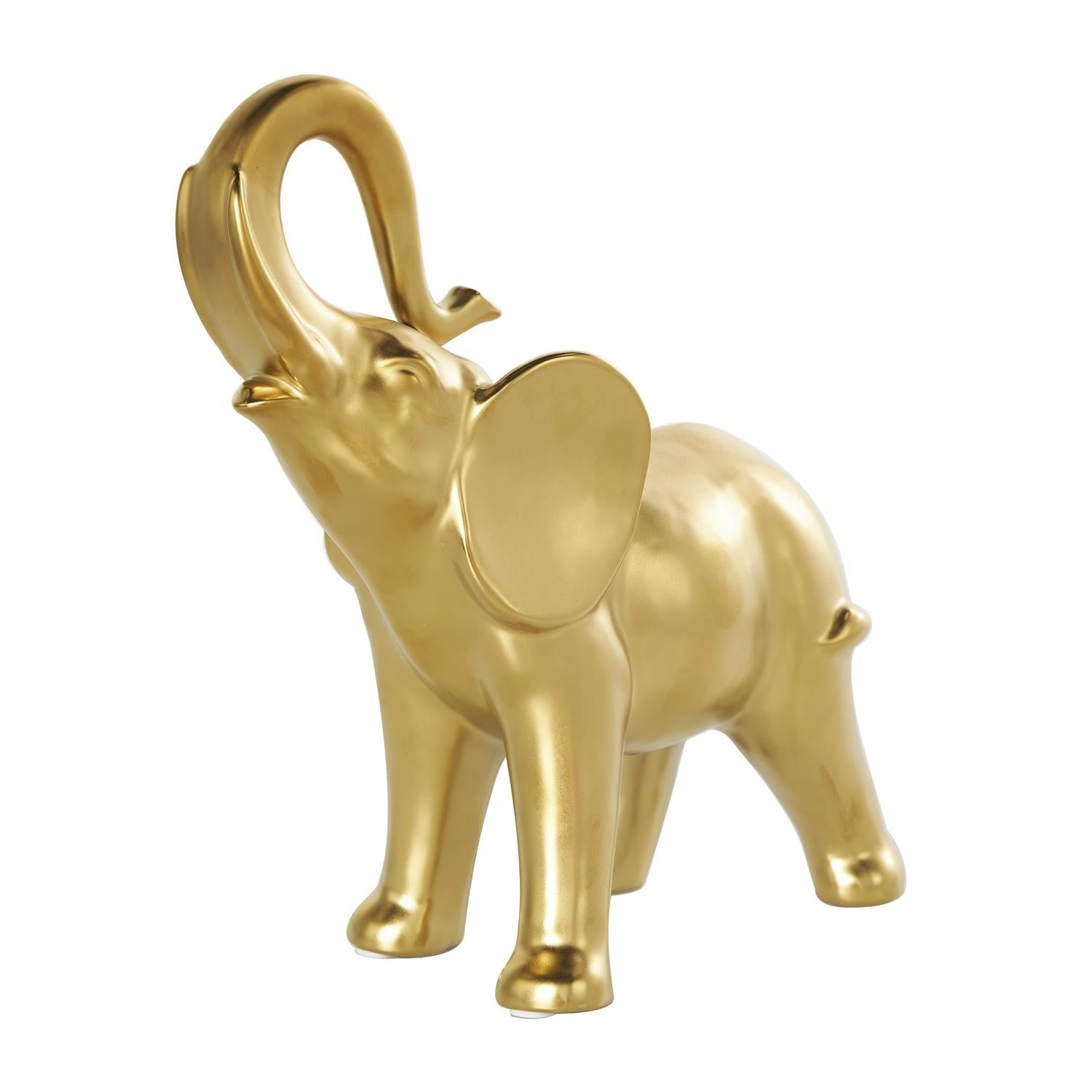 CER GLD MATT ELEPHANT 10"W, 11"H