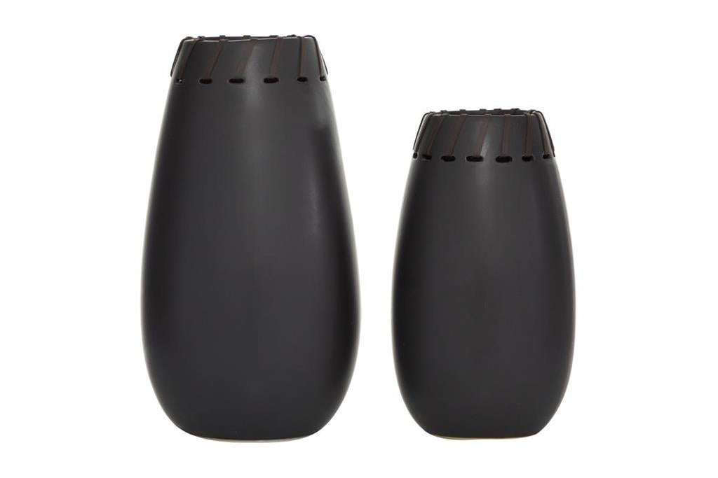 CER FX LTHR VASE S/2 16", 13"H